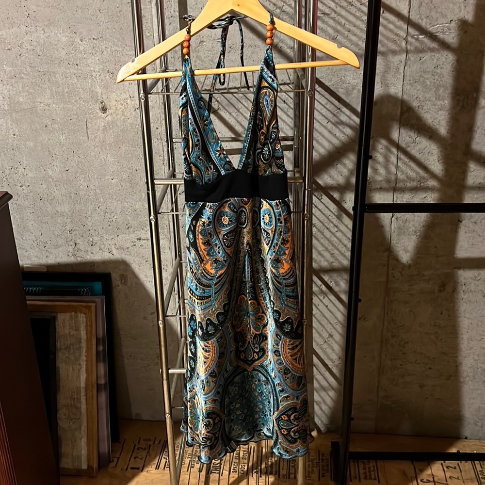 Paisley halter dress - small/medium - knee length
